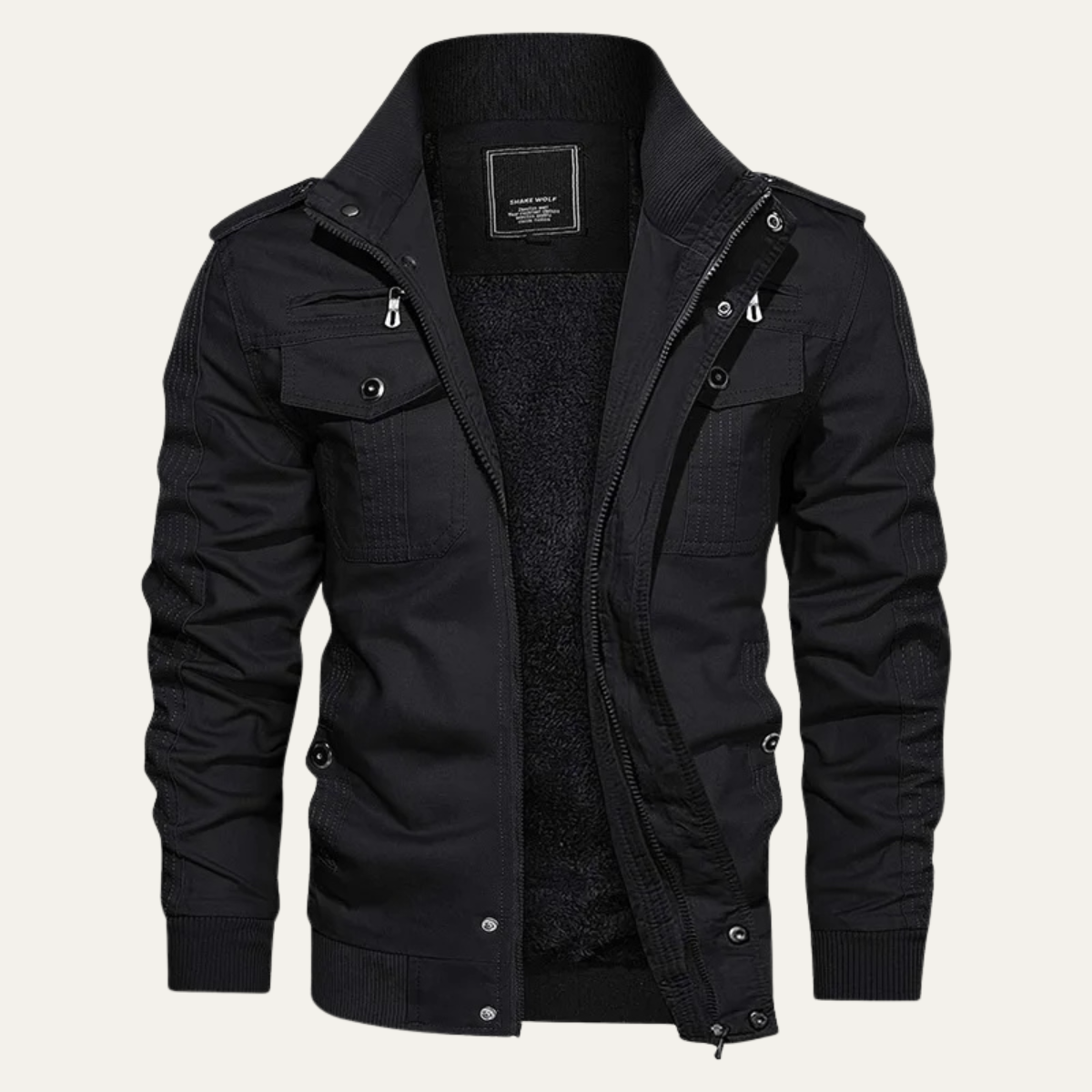 Mens Thermal Military Jacket Fleece Lined Zip Up