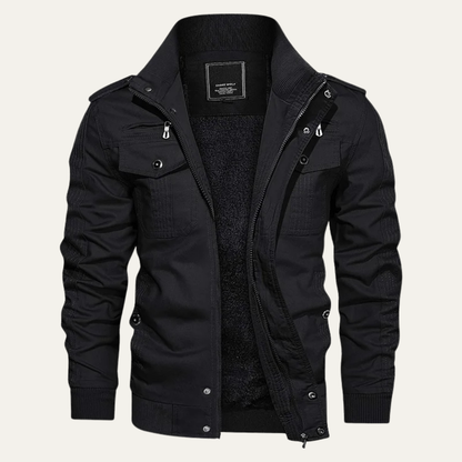 Mens Thermal Military Jacket Fleece Lined Zip Up