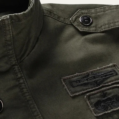Men's Military Jacket Stand Collar Pockets