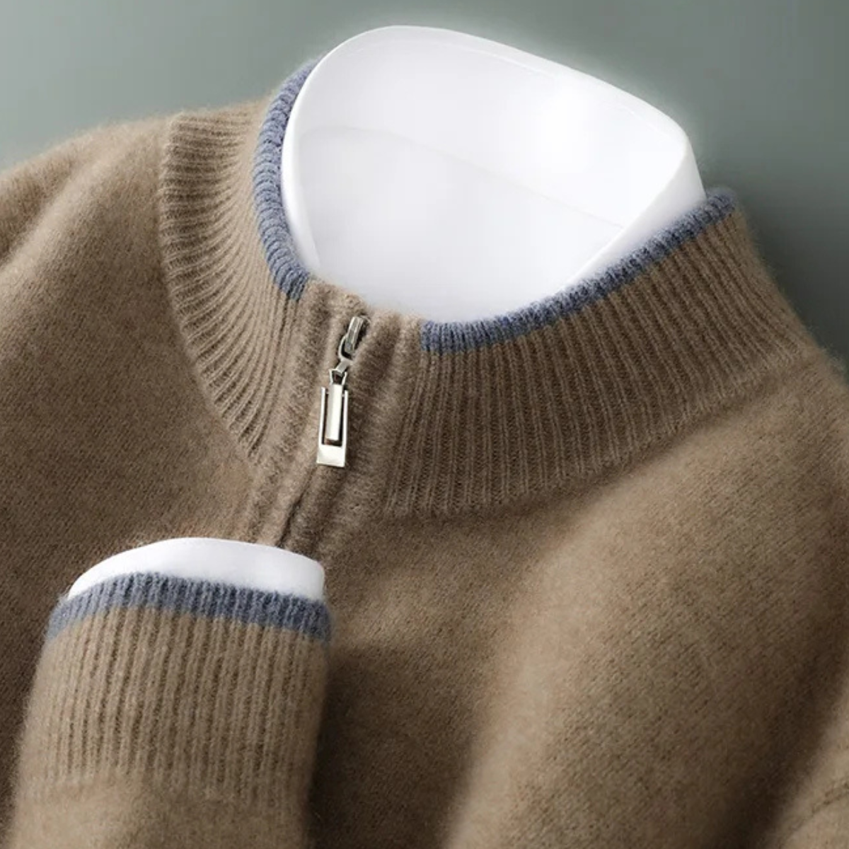 Men's Wool Cardigan Soft Warm Zip Up Knit
