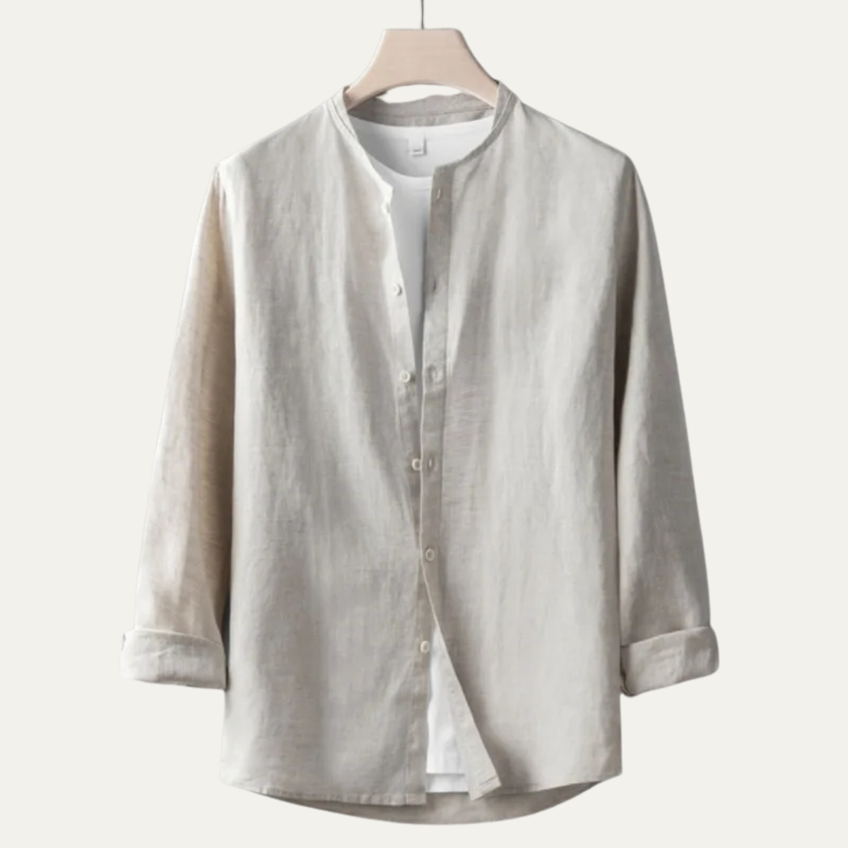 Men's Linen Shirt Thin Round Neck Vintage Style - Fashinoza