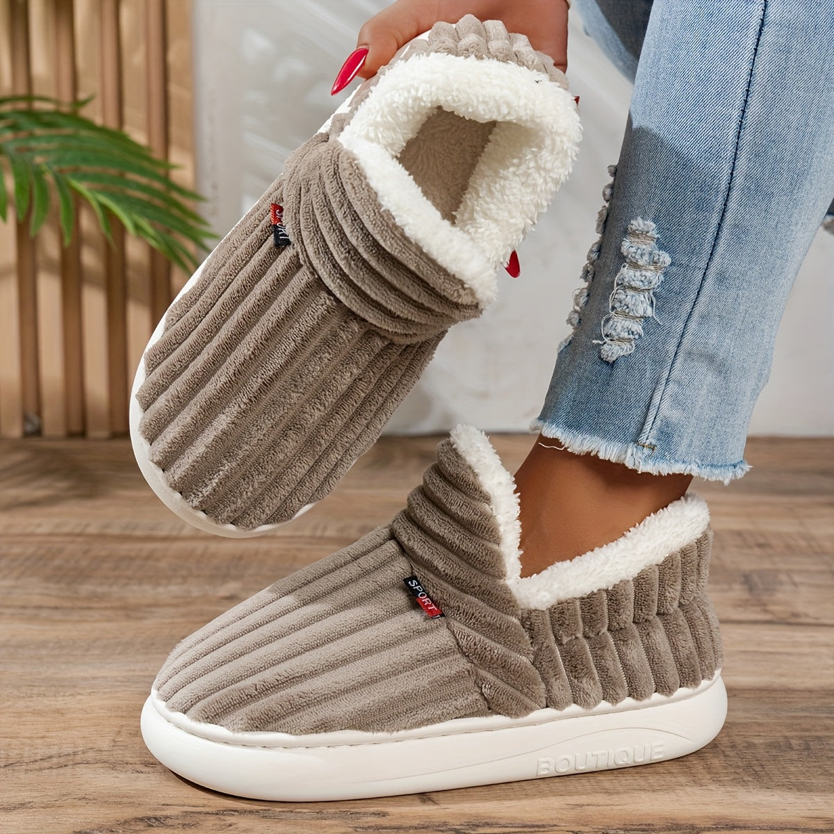 Women's Fleece Slippers Non-Slip Sole - 
Fashinoza