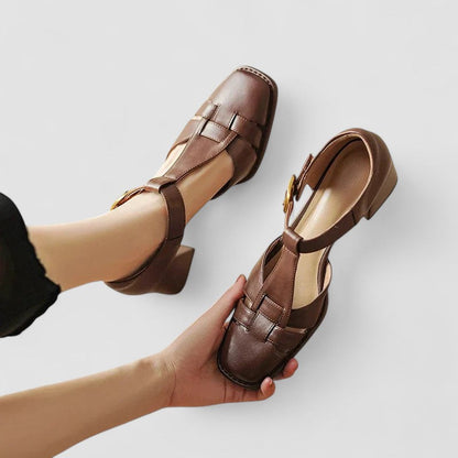 Women's T-Strap Square Toe Heels