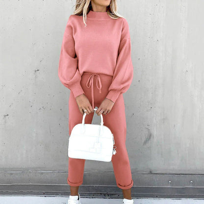 Oversized Fit Mock Neck Sweatshirt and Relaxed Fit Jogger Pants Set for Women – Cozy & Stylish Loungewear Caliboot