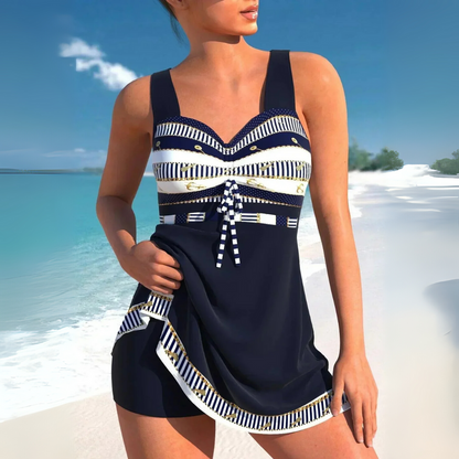 Women's Tankini Swimdress Aztec Print Ruched