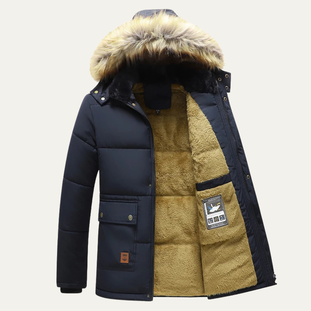 Men's Winter Parka Jacket Fur Collar Warm - Fashinoza