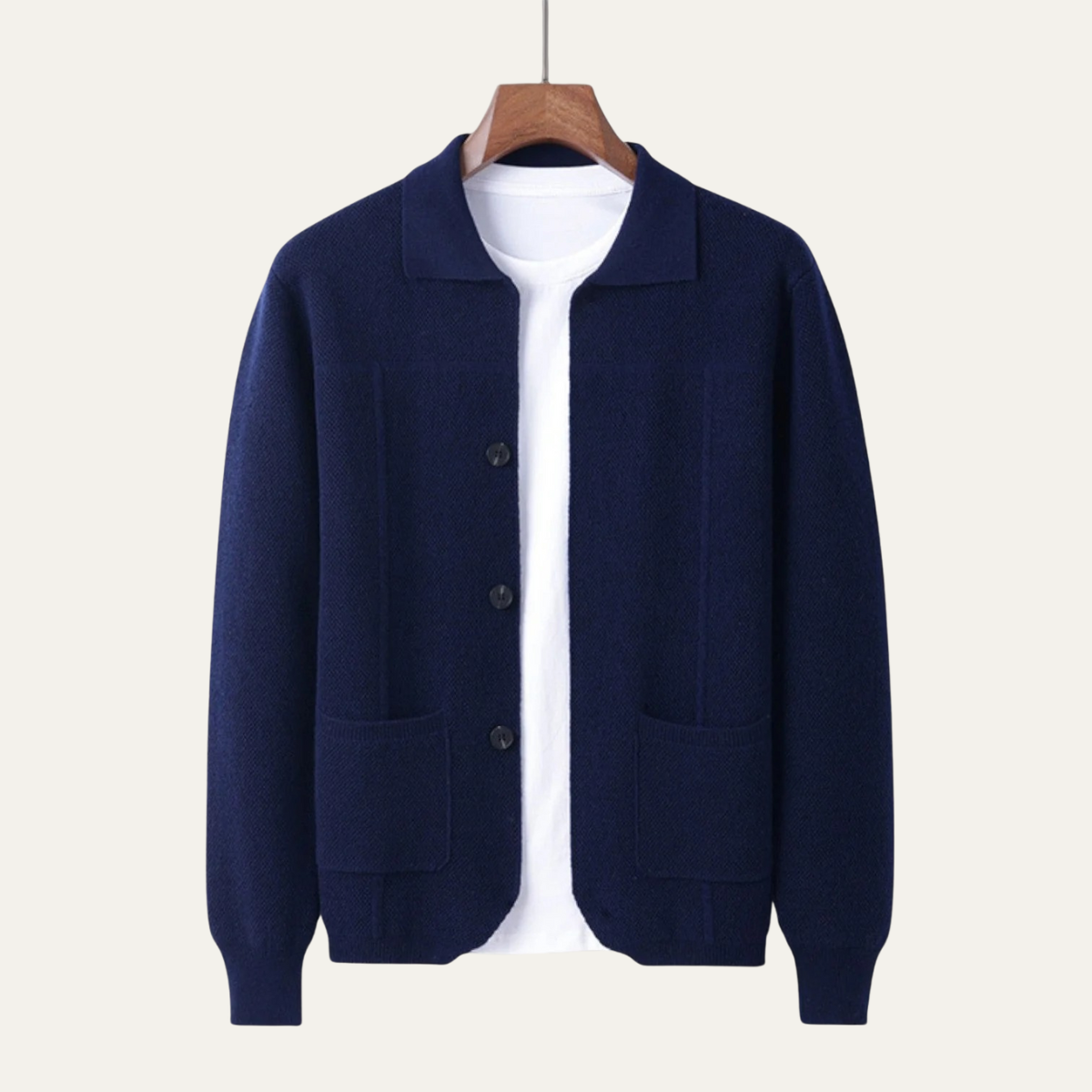 Marlow Men's Classic Cardigan Knit Layered Grey