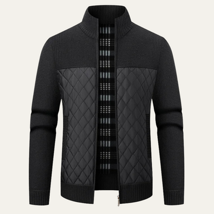 Men's Padded Zip Jacket Warm Green - Fashinoza