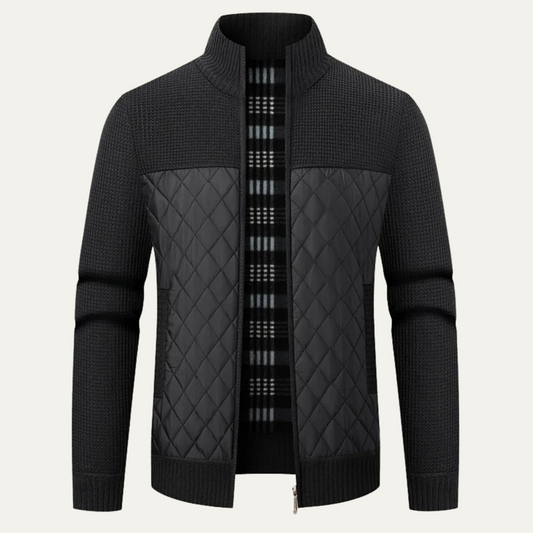 Men's Padded Zip Jacket Warm Green - Fashinoza