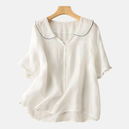 Women's Cotton Linen Shirt Doll Collar