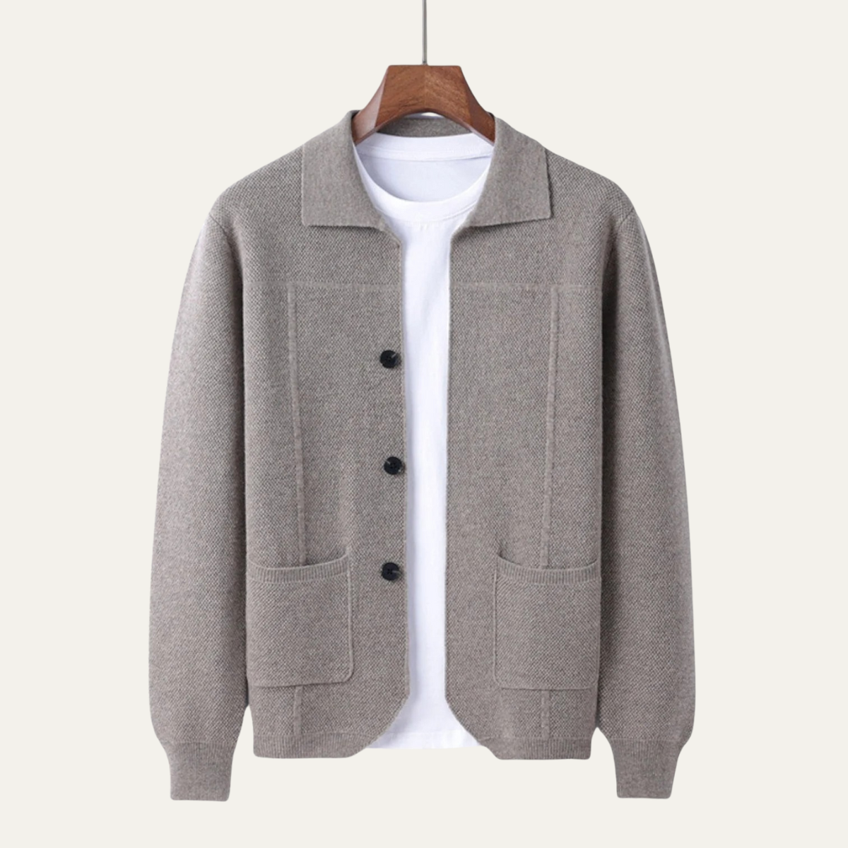 Marlow Men's Classic Cardigan Knit Layered Grey