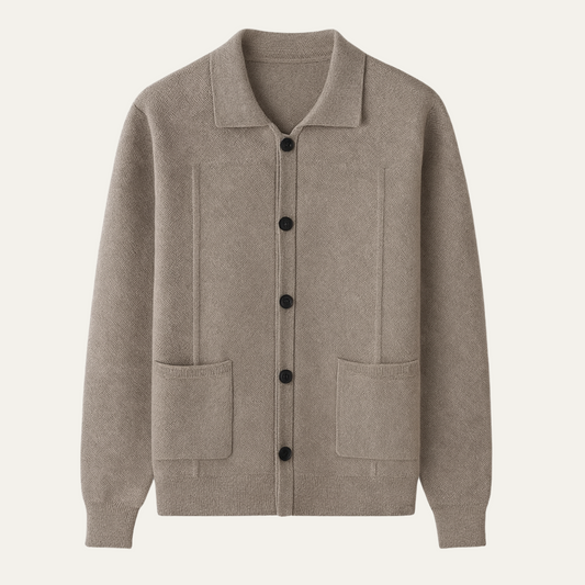 Marlow Men's Classic Cardigan Knit Layered Grey - Fashinoza