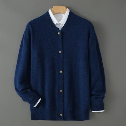 Men's Cashmere Cardigan Stand Collar Beige