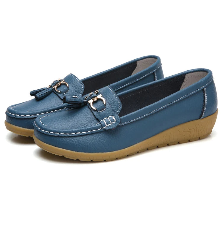 Women Leather Cut-Out Ballet Flats