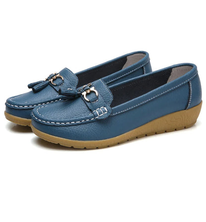 Women Leather Cut-Out Ballet Flats