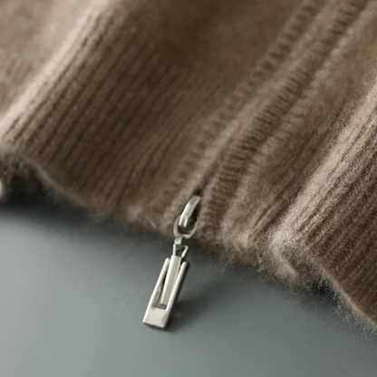 Men's Wool Cardigan Soft Warm Zip Up Knit