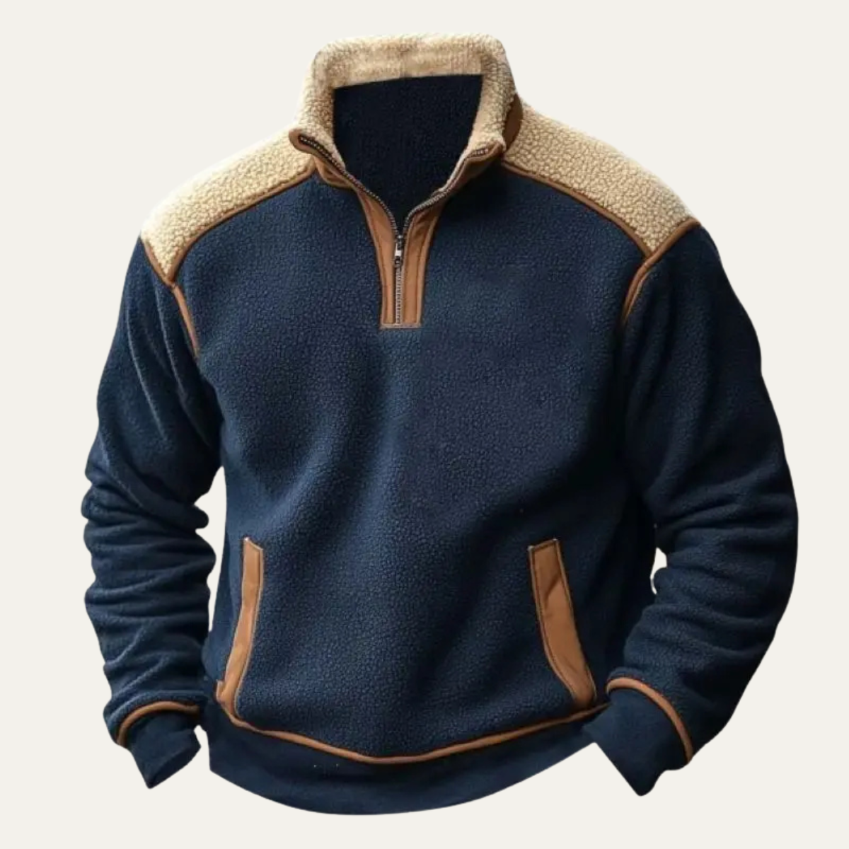 Men's Vintage Fleece Sherpa Quarter Zip Jacket