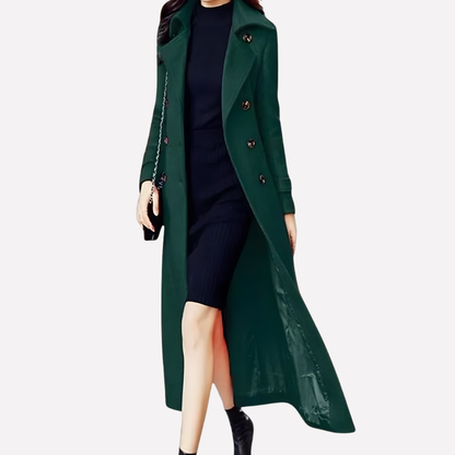 Women's Long Coat Shawl Collar Waist Belt