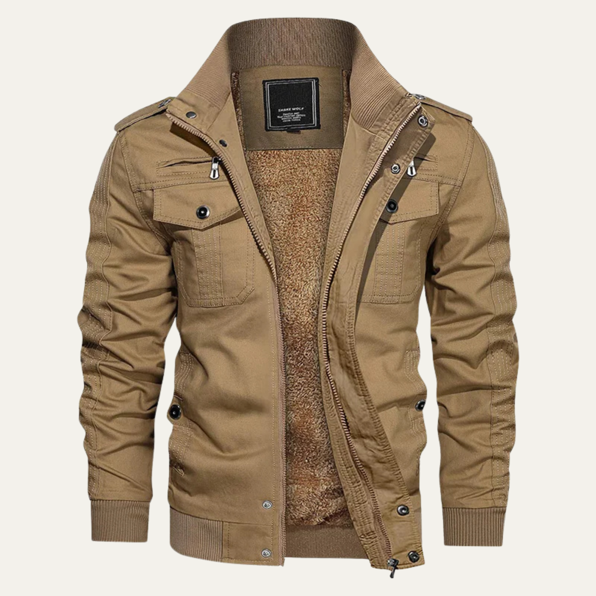 Mens Thermal Military Jacket Fleece Lined Zip Up