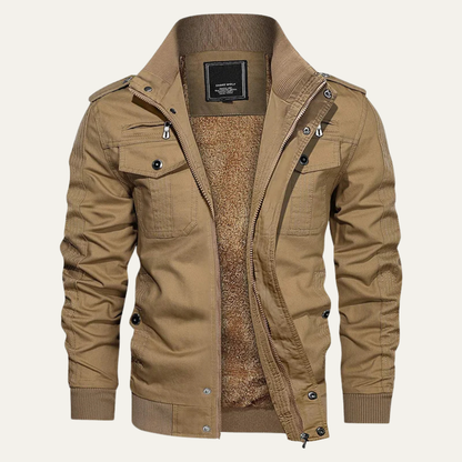 Mens Thermal Military Jacket Fleece Lined Zip Up