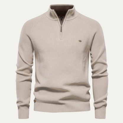 Bergamo Men's Mock Neck Knit Sweater Button Collar