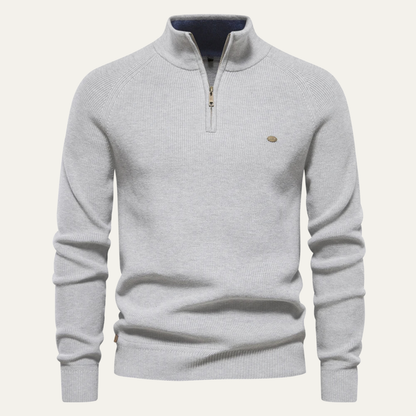 Bergamo Men's Mock Neck Knit Sweater Button Collar