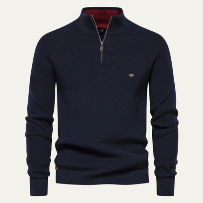 Bergamo Men's Mock Neck Knit Sweater Button Collar