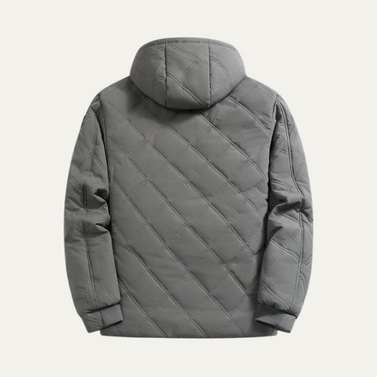Men's Hooded Quilted Fleece Lined Winter Jacket