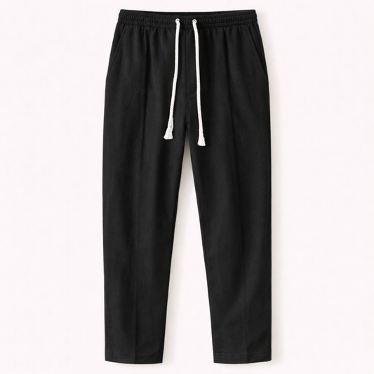 Men's Linen Blend Loose Fit Drawstring Pants Lightweight - Fashinoza