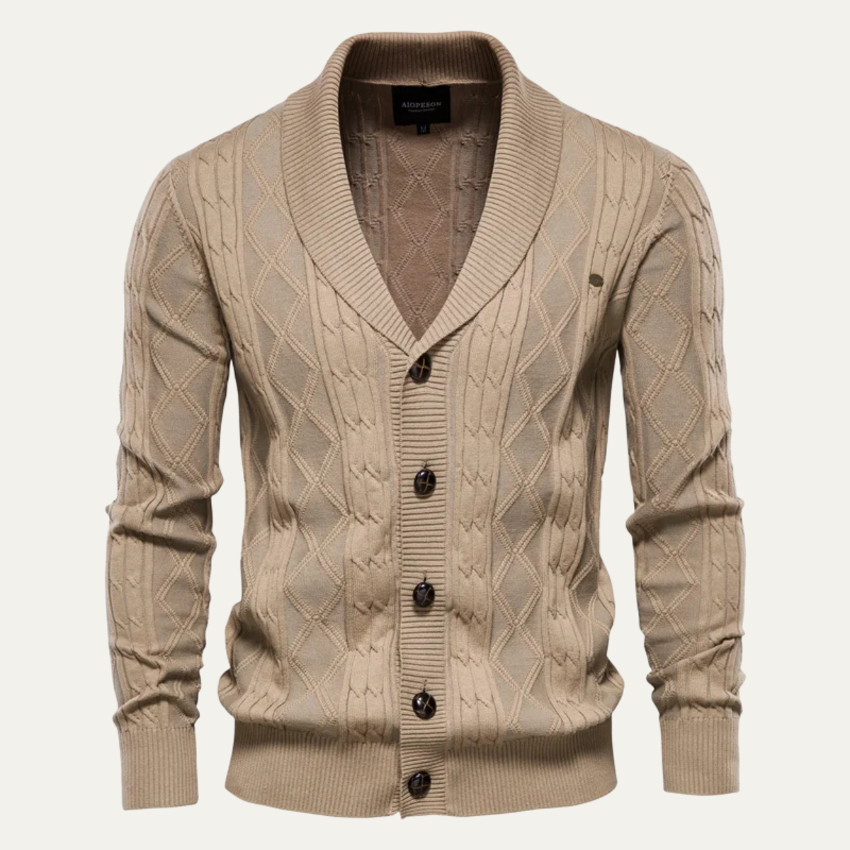 Men's Cable Knit Cardigan Button Front