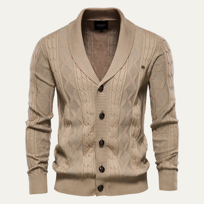 Men's Cable Knit Cardigan Button Front