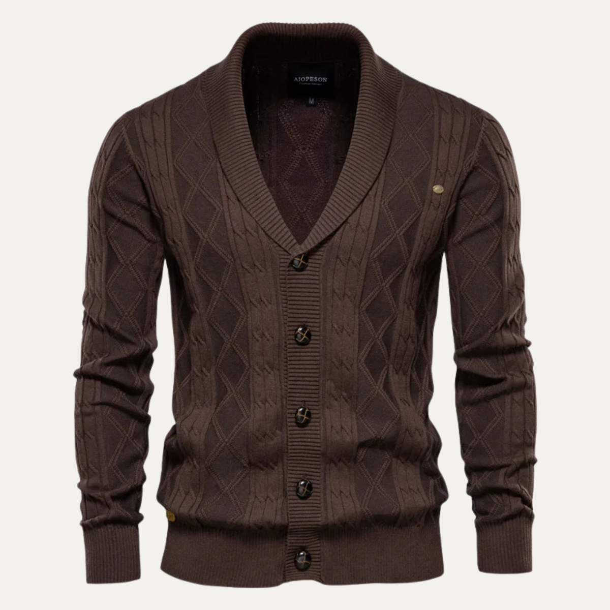 Men's Cable Knit Cardigan Button Front - Fashinoza