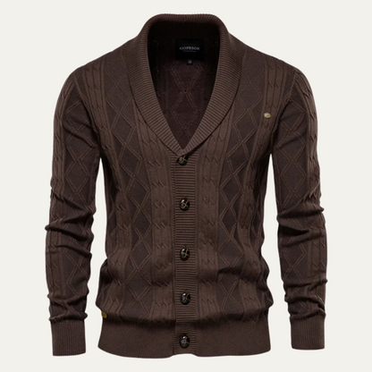 Men's Cable Knit Cardigan Button Front - Fashinoza