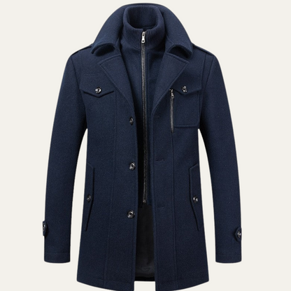 Men's Smart Trench Coat Stand Collar Wool