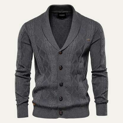 Men's Cable Knit Cardigan Button Front