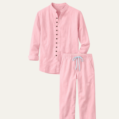 Men's Retro Cotton Linen Shirt Pants Set - Fashinoza