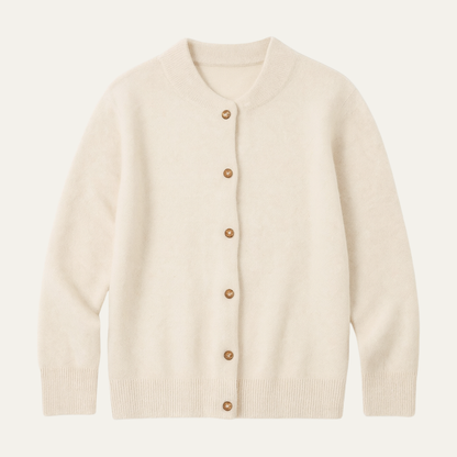 Men's Cashmere Cardigan Stand Collar Beige - Fashinoza