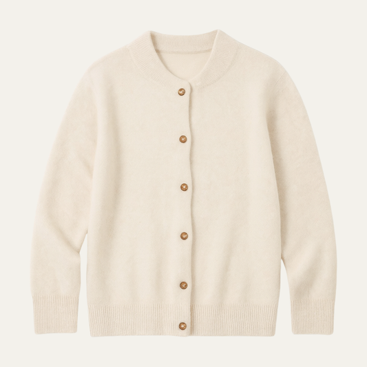 Men's Cashmere Cardigan Stand Collar Beige - Fashinoza
