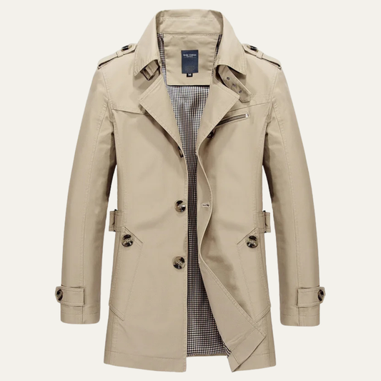 Men's Double Breasted Waterproof Trench Coat - Fashinoza
