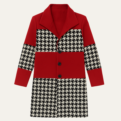 Men's Patchwork Geometric Long Jacket With Pockets - Fashinoza