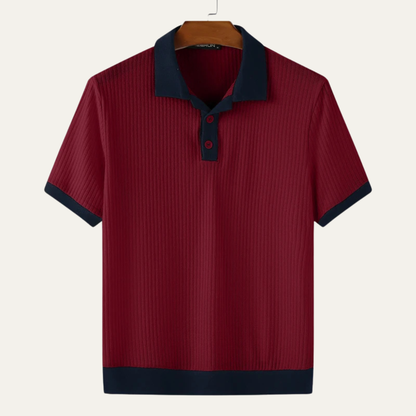 Monferrato Men's Knit Polo Shirt Patchwork Design