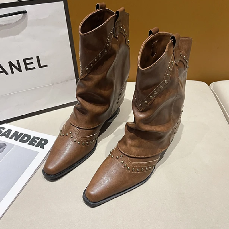 Women's Studded Ankle Boots Slouchy