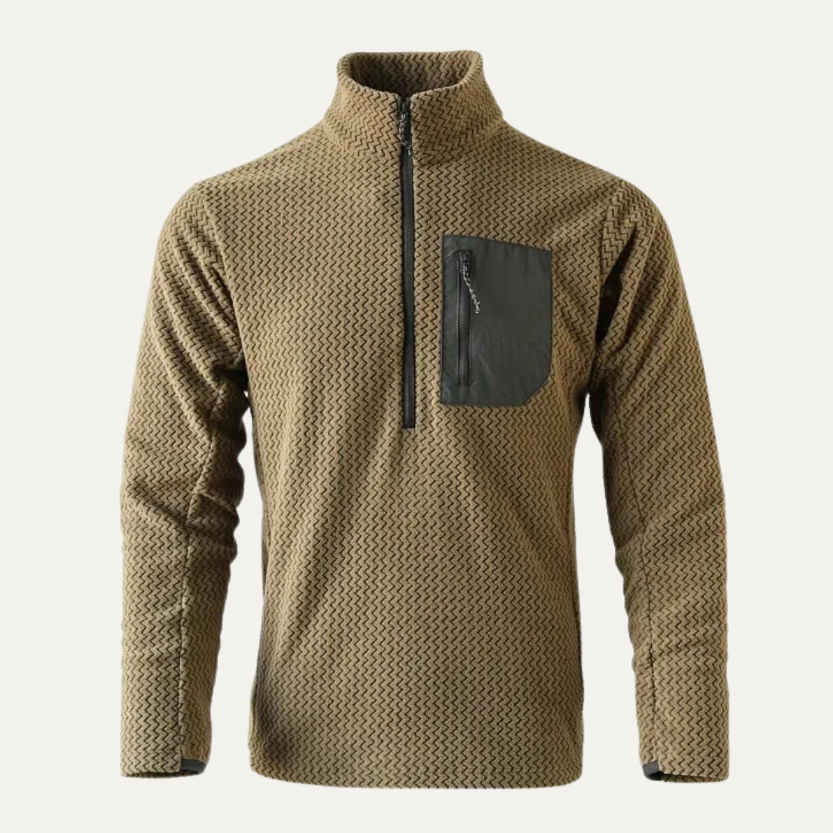 Men's Half Zip Fleece Sweater Chest Pocket - Fashinoza