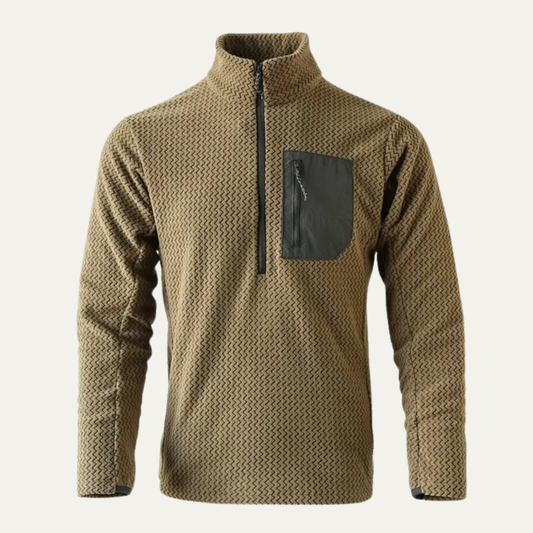 Men's Half Zip Fleece Sweater Chest Pocket - Fashinoza