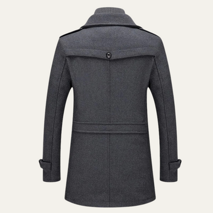 Men's Smart Trench Coat Stand Collar Wool