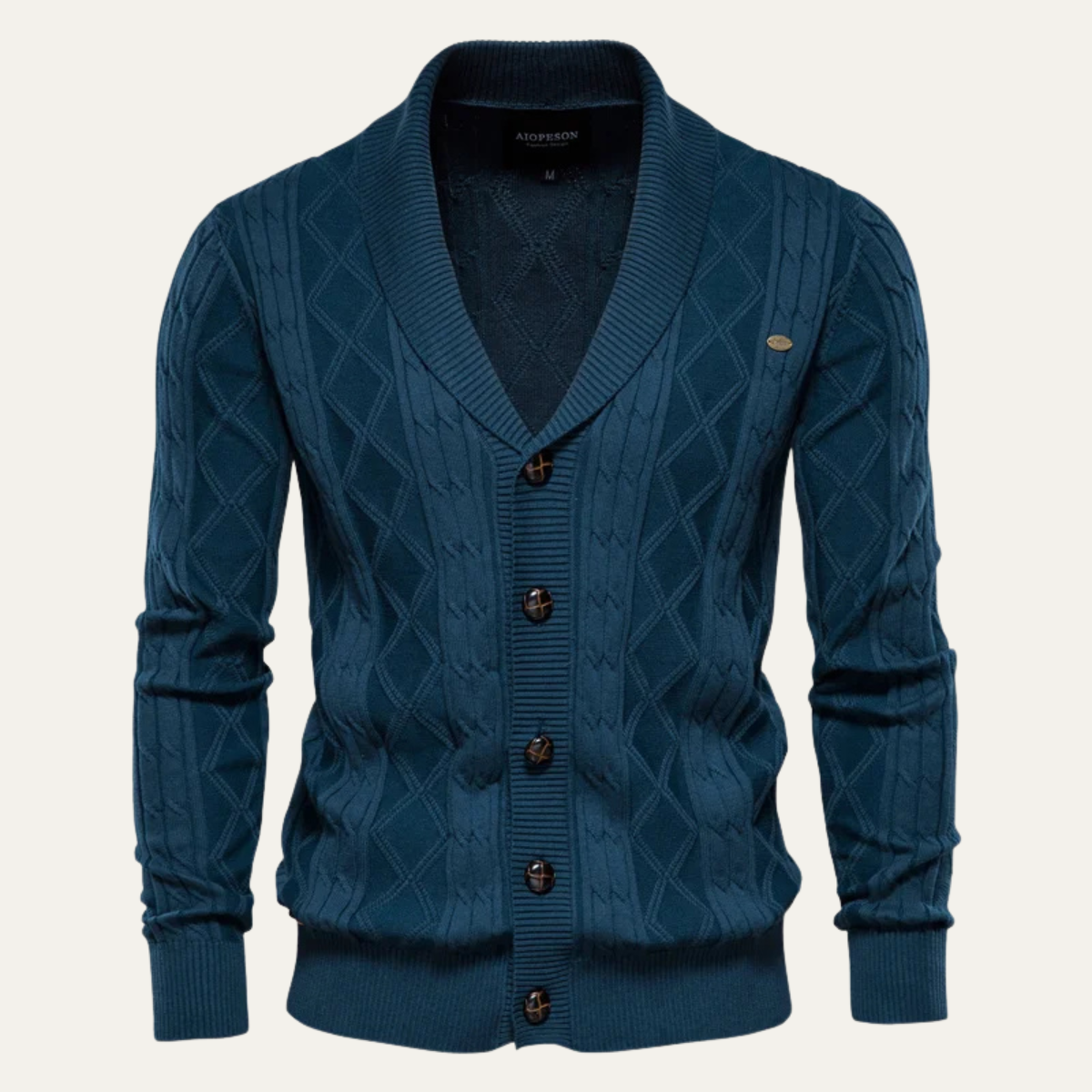 Men's Cable Knit Cardigan Button Front