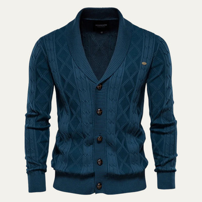 Men's Cable Knit Cardigan Button Front
