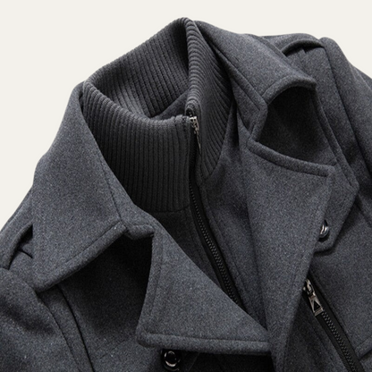 Men's Smart Trench Coat Stand Collar Wool