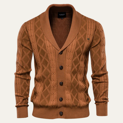 Men's Cable Knit Cardigan Button Front