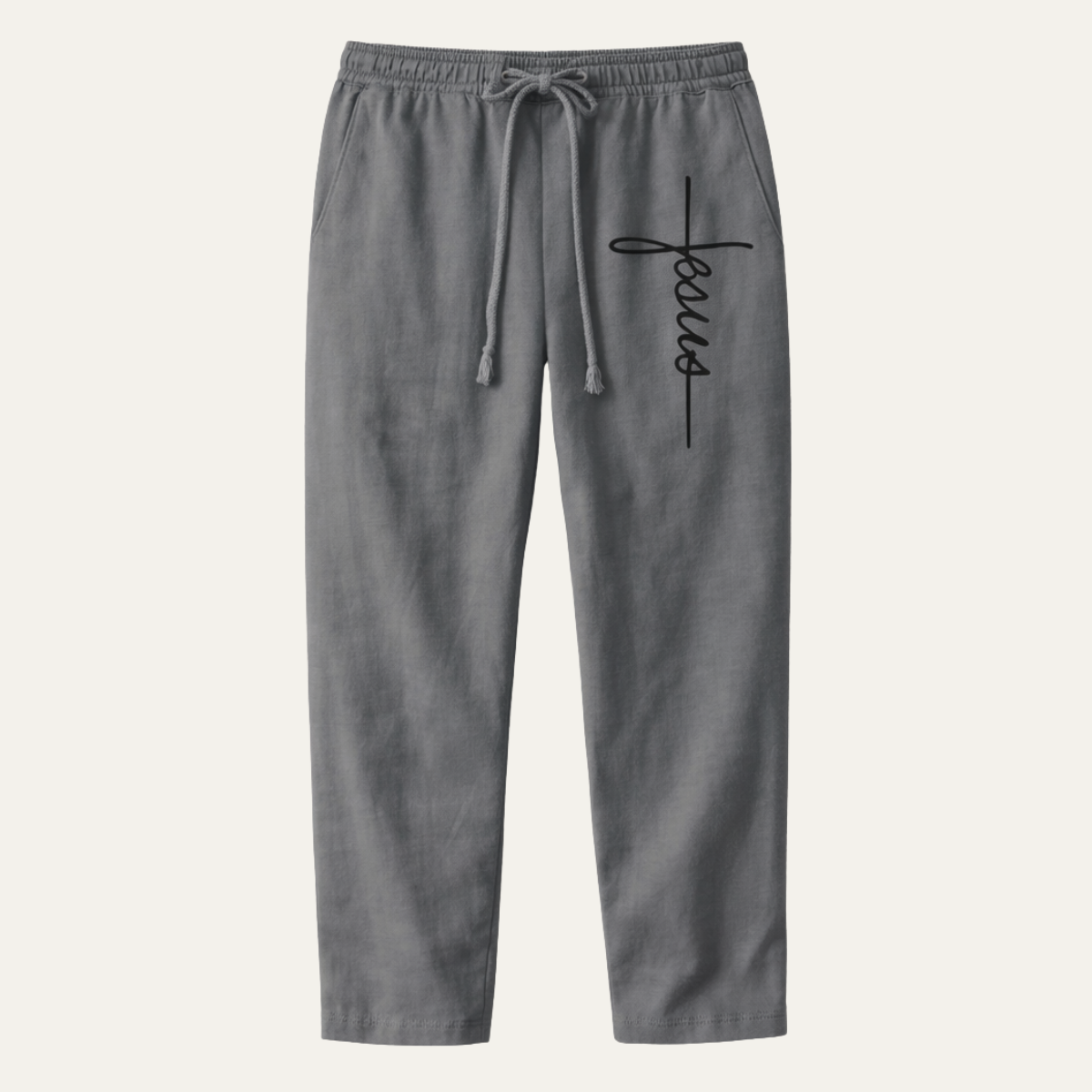 Men's Linen Drawstring Pants Breathable Relaxed Fit Beige - Fashinoza